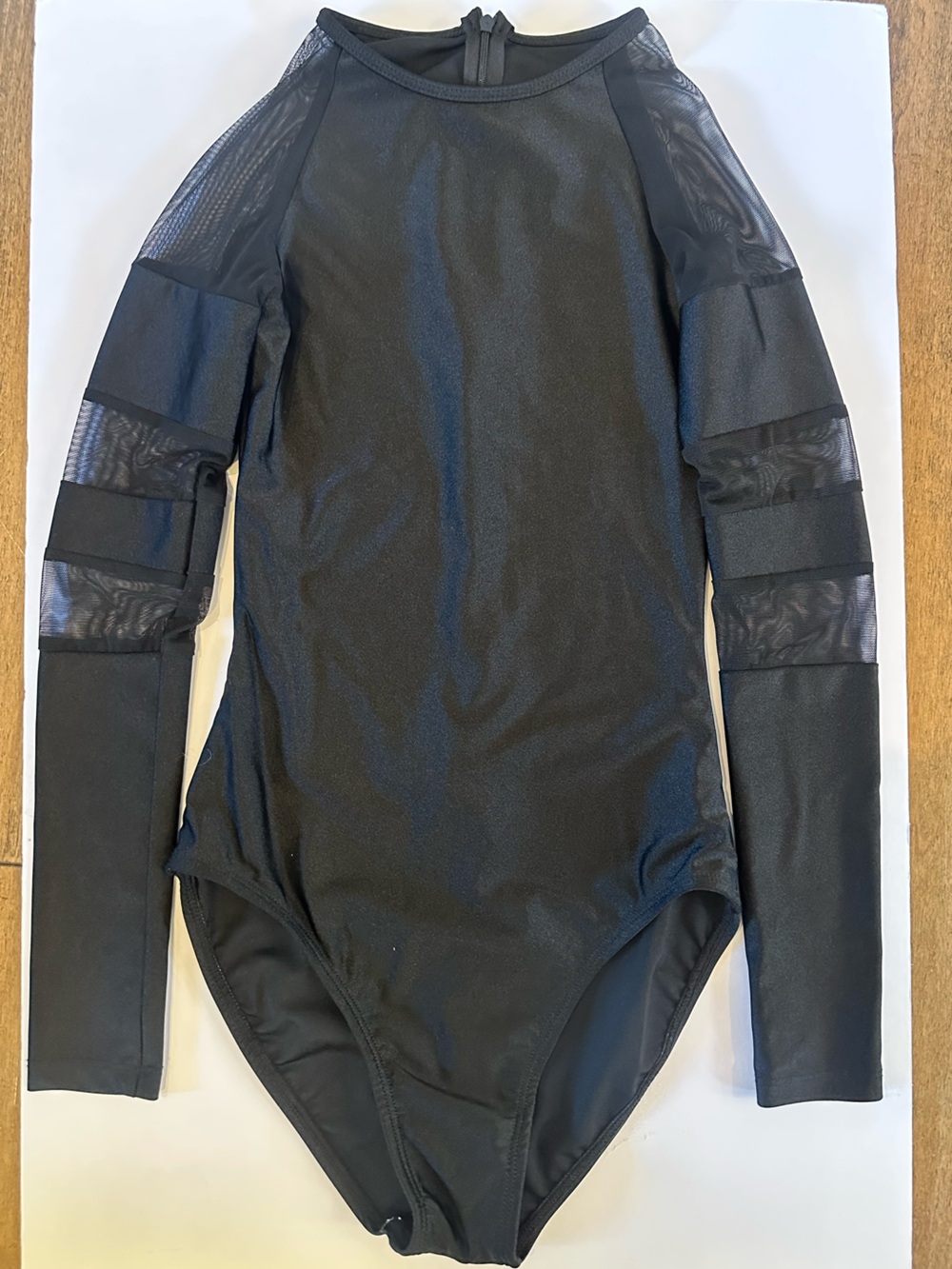 Natalie Dancewear Black Long Sleeve Top with Zipper Detail, women’s medium